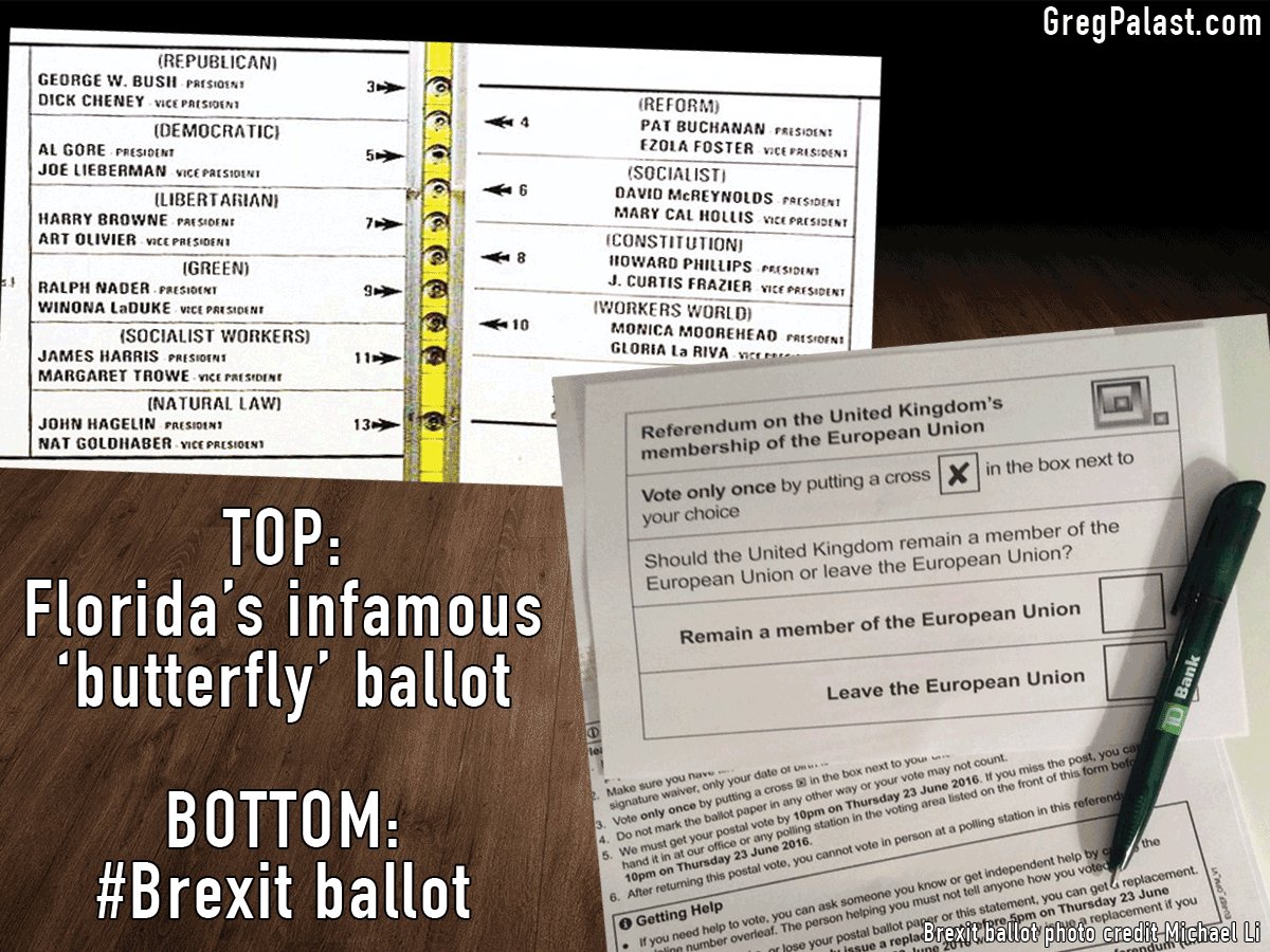 Greg Palast On Twitter Brexit Ballot Vs The Infamous 2000 Florida Butterfly Ballot Hat Tip To Mcpli
