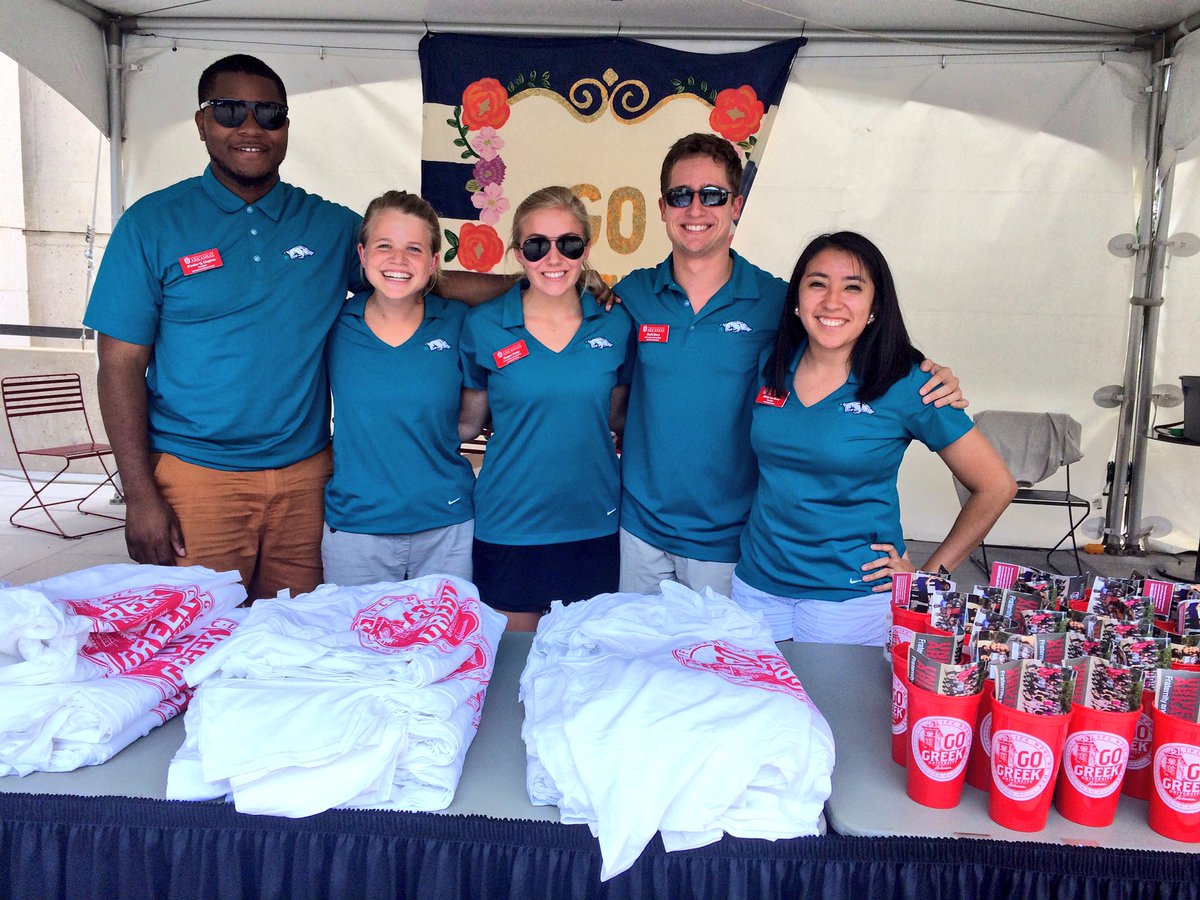 At Orientation &amp; interested in Greek Life? Be sure to stop by their tent to get questions answered &amp; a free t-shirt!