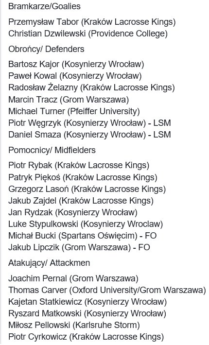 Polandmlax's tweet photo. @PolandLacrosse full roster for #eu16! https://t.co/szhI2V9ktm
