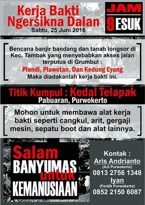 Undangan Kerja Bakti Untuk Kemanusiaan cc <a href="/inipurwokerto/">si mino</a> @visitpurwokerto <a href="/Banyumasiana/">🇮🇩 Kaki Secamenggala</a> <a href="/Banyumase/">banyumase</a> <a href="/ganjarpranowo/">Ganjar Pranowo</a>