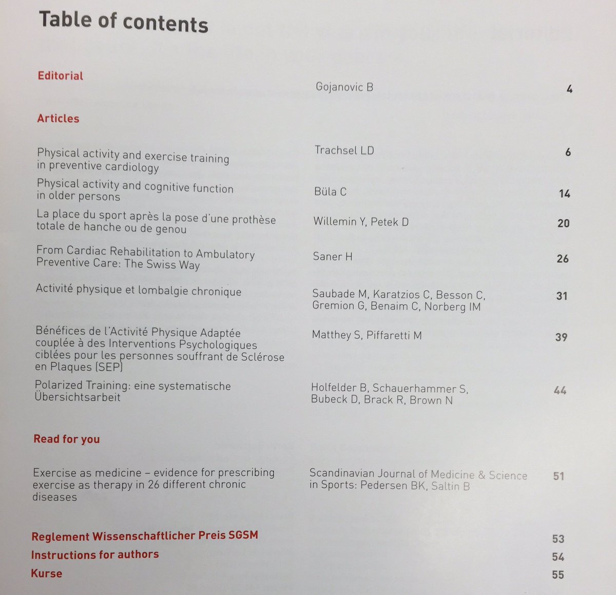 SwissSportsMed's tweet photo. New issue of Swiss Sports &amp; Exercise Medicine #SSEM is out. Available online soon at https://t.co/OQWff4Ax2q https://t.co/tZbwqkmtXe