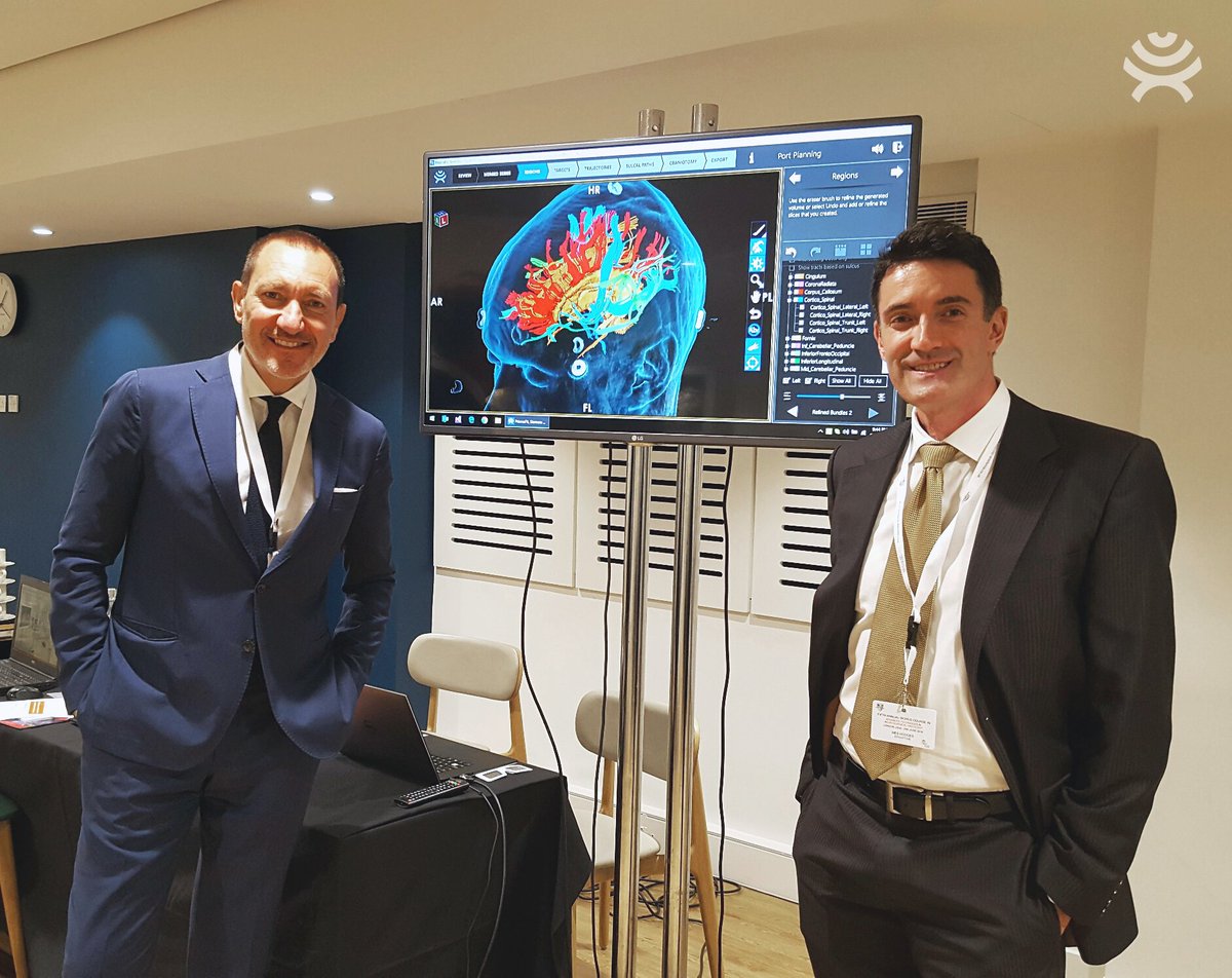 SynaptiveMed's tweet photo. Dr. Bernardo (left) from @WCMCBrainSpine discussing #BrightMatter Plan with Wes Hodges (right) at #WCNO in #London https://t.co/saGqo7pcZE