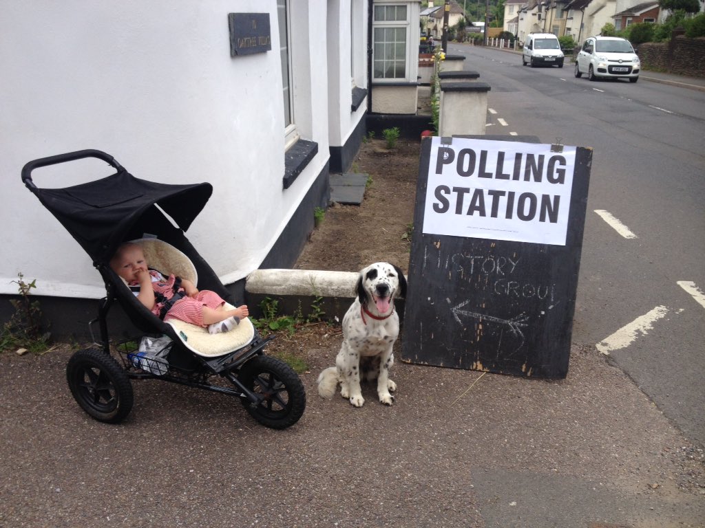 AlFindlayIT's tweet photo. @BBCNews #DogsAtPollStations #DogsAtPollingStations #EUref #newtonpoppleford https://t.co/Awy02hGdu7