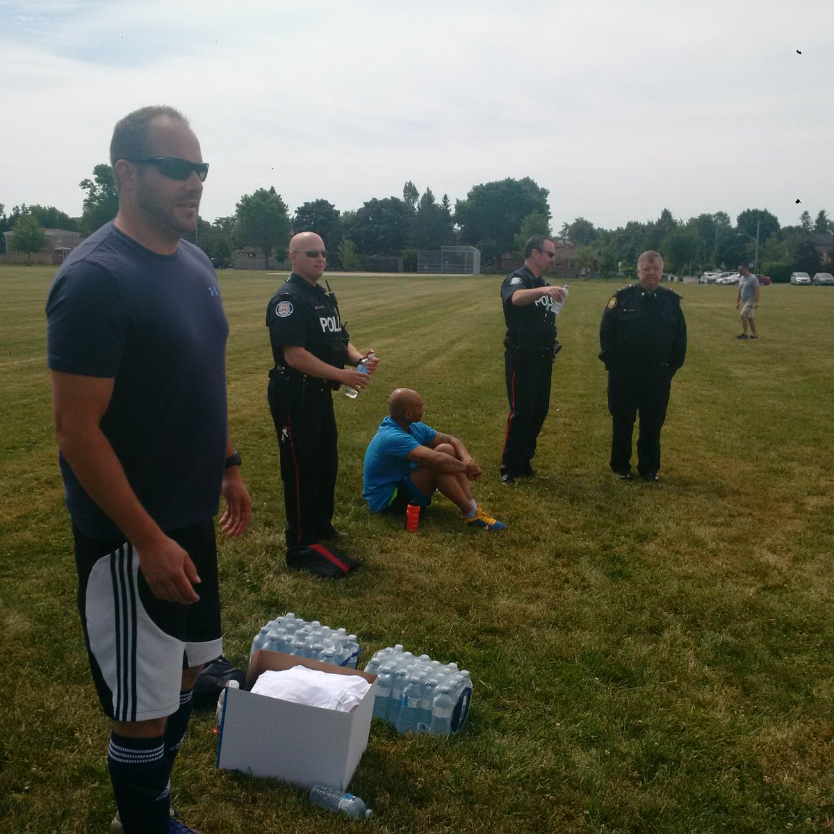 TPS_CPEU's tweet photo. @TPS41DivNH warming up for annual #policevsstudents soccer match at Corvette P.S. @TPS41Div ^Bobbili @ronboyceDPSU https://t.co/ZFCwEO3Dae