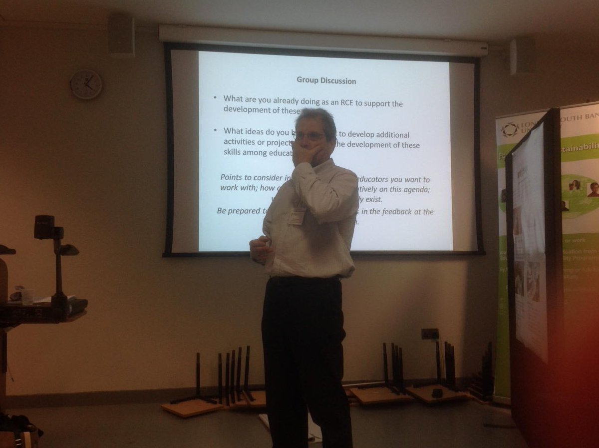 RosWade1's tweet photo. #RCELondon
@RCELondon 
Glenn Strachan talking about sustainability skills at the European RCE meeting in London https://t.co/XvU7ZNJ0Mi