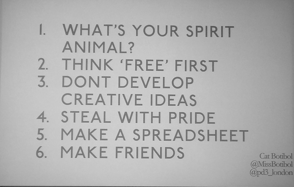 TaraTheGray's tweet photo. 6 tips on making creative content from @MissBotibol from @pd3london at #FigDigContent P.S my spirit animal is a fox https://t.co/9V6YYKG9Lb