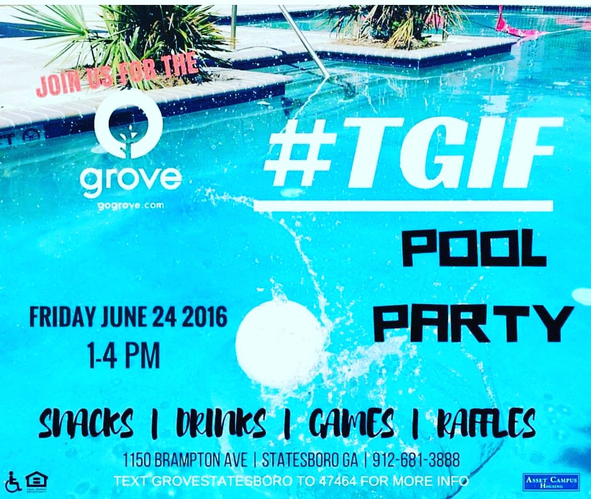 lakeviewmd's tweet photo. #tgif Pool Party tomorrow! #sweetsummertime #grovestatesboro https://t.co/qWqAnKABCO