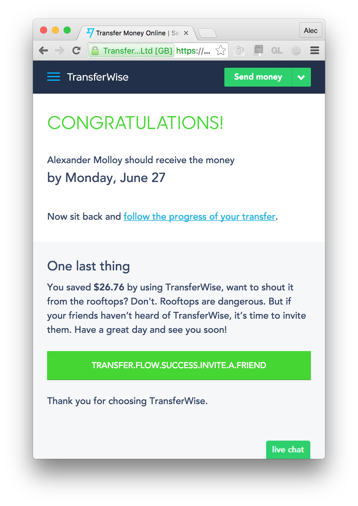 Transferwise chat