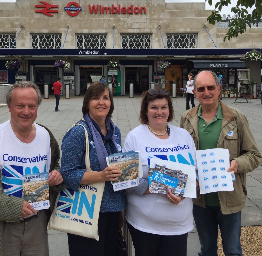 oonaghmoulton's tweet photo. The IN crowd at Wimbledon Station & Centre Court @JaniceHoward8 @S_Hammond &supporters
#conservativesIN #strongerIn https://t.co/QLettDUbvT