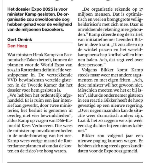 En dat was dan luchtkasteel World Expo Rdam 2025. Collectieve gekte gaat als nachtkaars uit. <a href="/rdstad/">AD Rotterdams Dagblad</a>