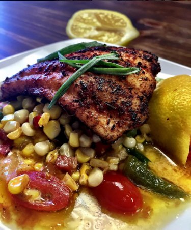 IamEricaBarrett's tweet photo. Blackened Catfish and Summer Corn. I'm cooking light today! #Foodie #Noms #EAT https://t.co/CTx2nLU8eN