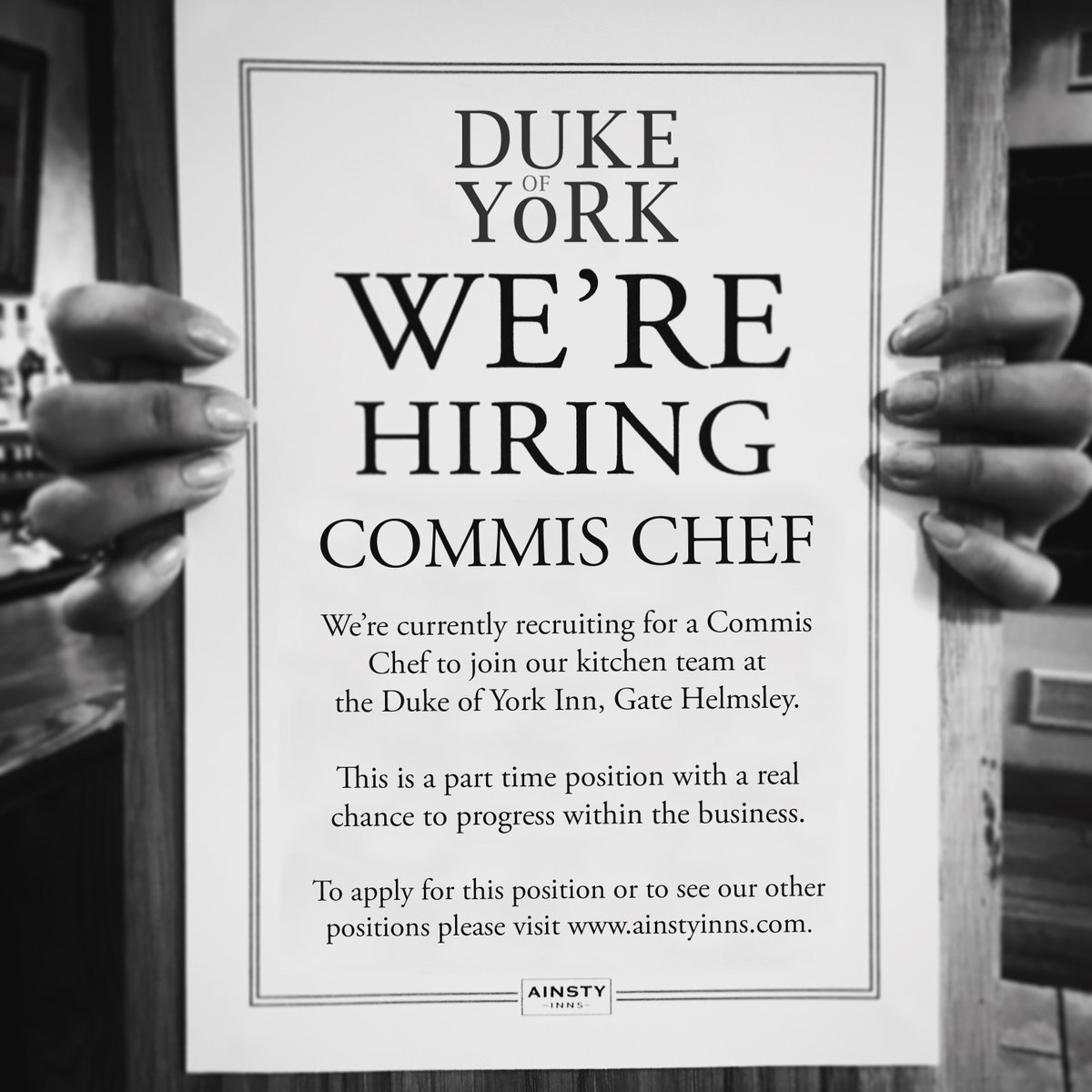 DukeofYorkInn's tweet photo. Looking for a new kitchen job? We're looking for a new Commis Chef https://t.co/eaPf2nVwLG #jobs #yorkshire https://t.co/TG2a4732Gg