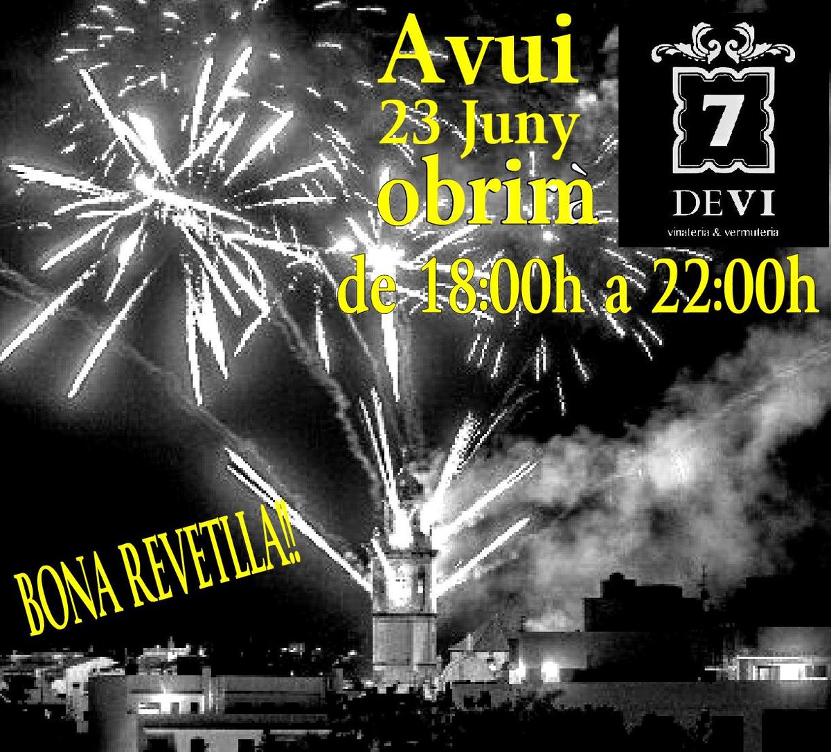 7deVi_eV's tweet photo. #BonaRevetlla de #SantJoan a tothom!! #7devi #elvendrell https://t.co/QRYOhgTu7X