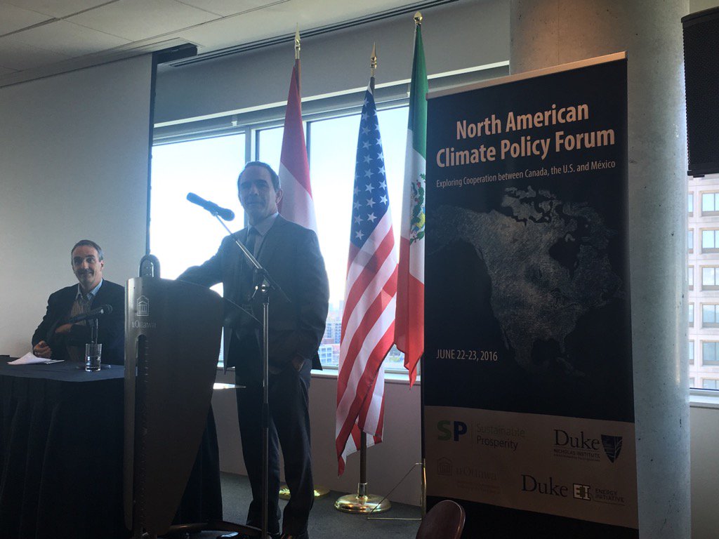 AranOCarroll's tweet photo. B. Murray, Duke, & S. Elgie, Sustainable Prosperity, close out the North American Climate Policy Forum | #NACPForum https://t.co/qaB2AaoWna