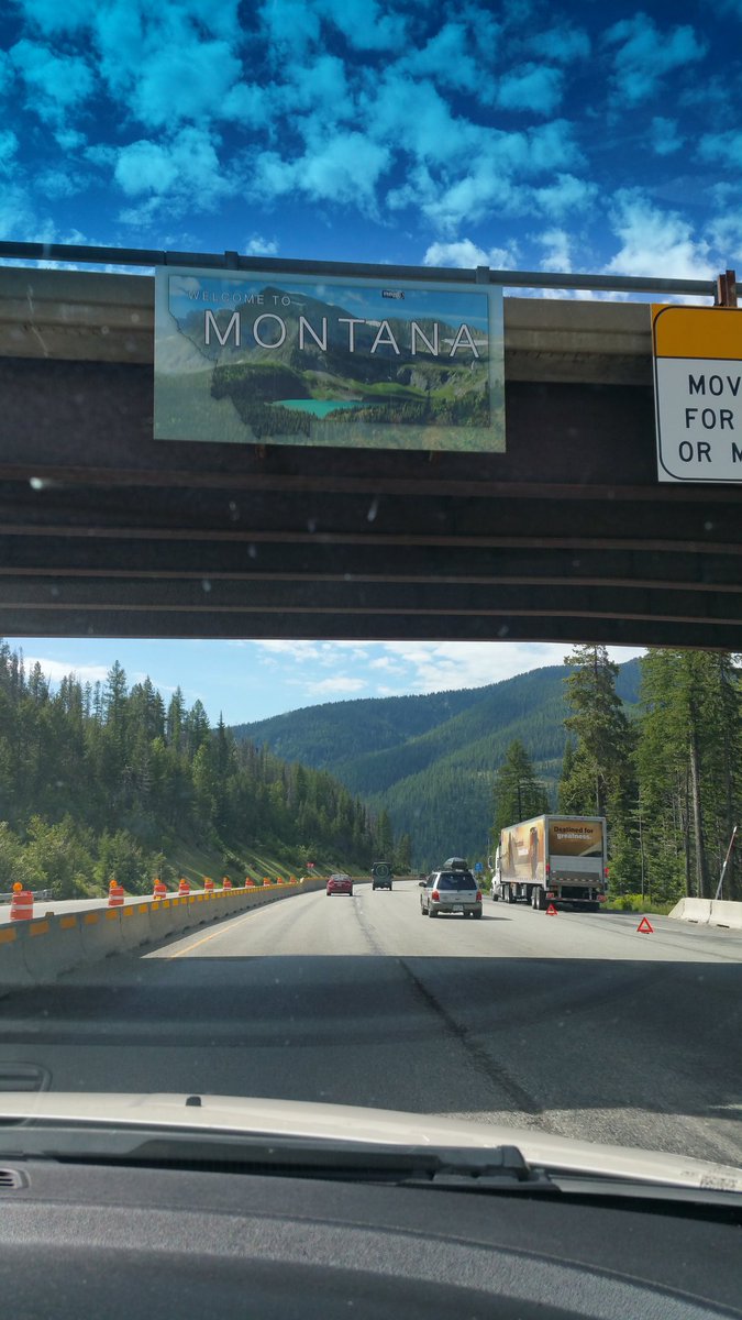 Its not the sign that says your in MT, its the road construction cones...#roadtrip #goinghome #vacation