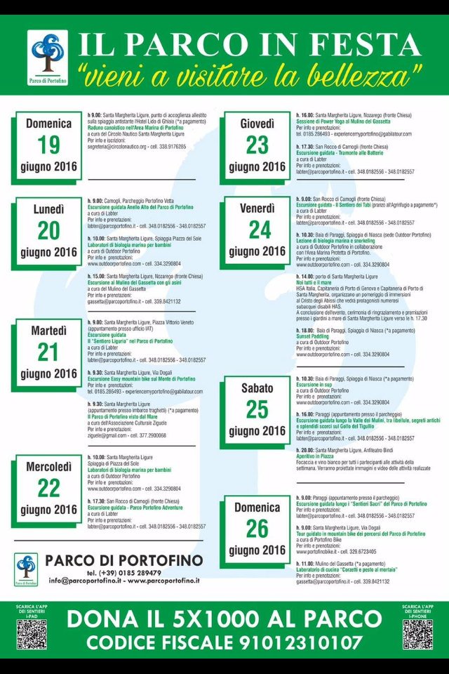 ParcoPortofino's tweet photo. Festa del Parco le attività del 24/6
-SENTIERO TUBI
-LEZIONE BIOLOGIA MARINA 
-NOI TUTTI E IL MARE
-SUNSET PADDLING https://t.co/Dn4zfcaZDM