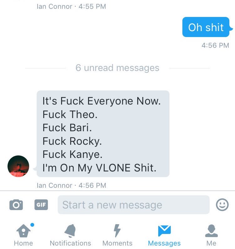 Fuck me , fuck <a href="/TOASTOTHEGOD/">A$AP Bigga Bar$</a> , fuck rocky? Fuck <a href="/kanyewest/">ye</a>? All the niggas that got u here? 😩😩😇 u on ya vlone? 😭😭😭