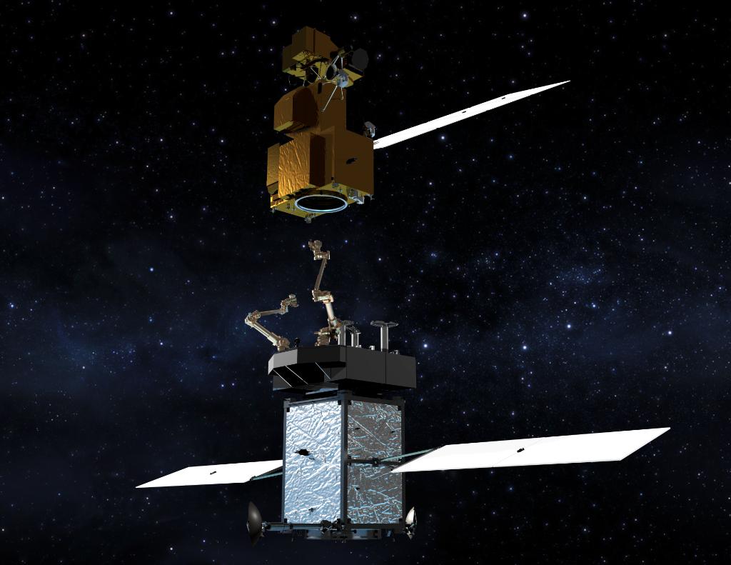 NASA's tweet photo. Robotic spacecraft set to launch in 2020 to refuel a live satellite & test @NASA_Technology: https://t.co/AoahZvcPB9 https://t.co/0idg5CB5or