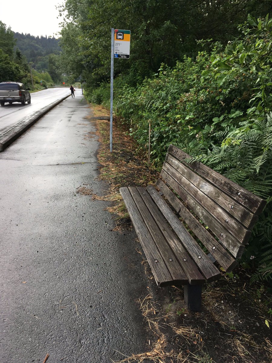 benchesofissy's tweet image. Hang out here on NW Sammamish Road before trundling toward UW on the 271. This slug will keep you company.