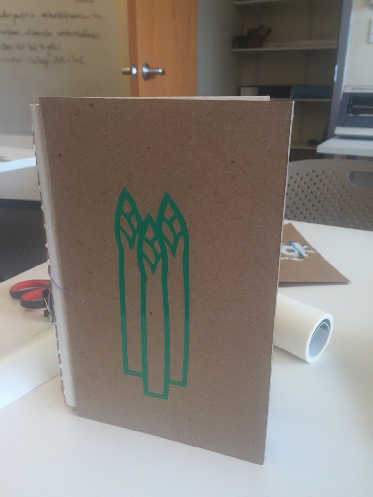 swaylibrary's tweet photo. I made a book. It has some asparagus on it. #ltk2016 https://t.co/sdXtDOya9l