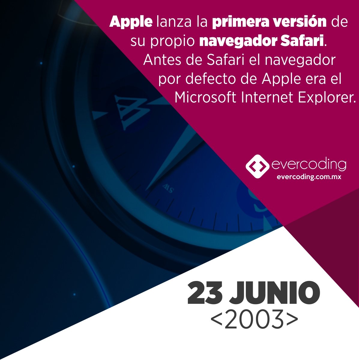 evercoding's tweet image. Apple lanza su primera versión de su propio navegador Safari, con la intención de reemplazar a Internet Explorer.
