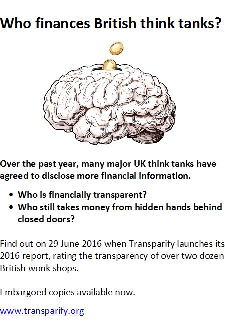 transparify's tweet photo. @PamBQ This may interest you, many EU think tanks covered:
https://t.co/6v8psgN8yG
#lobbyingtransparency
cc @TI_EU https://t.co/8j82r5pIjJ