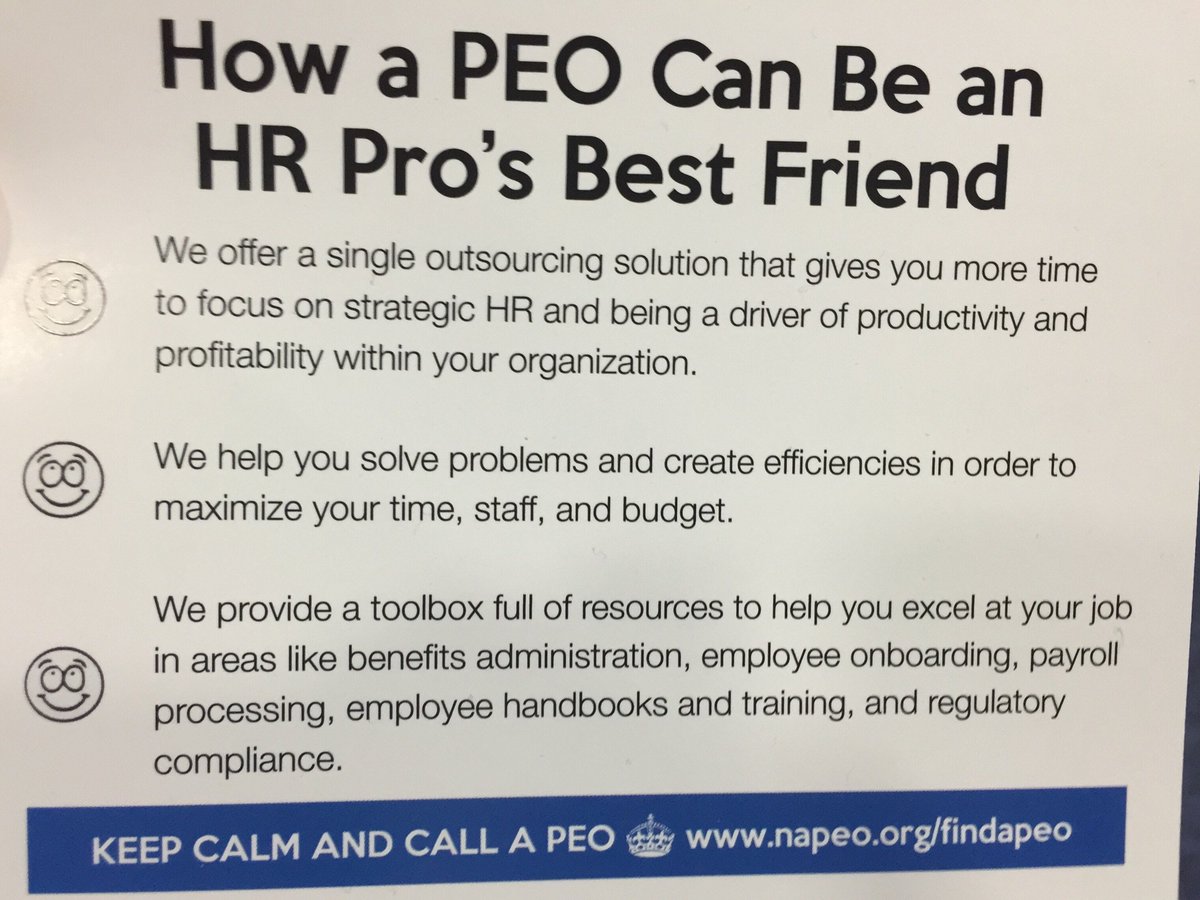NAPEO's tweet photo. Are you in #HR at a #smallbiz? Here's how working with a #PEO can help you! #KeepCalmandCallaPEO https://t.co/VKsQRrwjDj