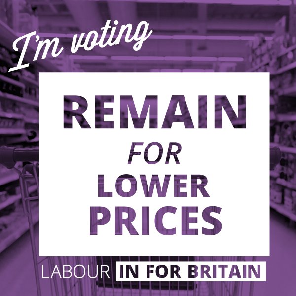 UKLabourIN's tweet photo. If you're voting Remain today for lower prices on cars, holidays &amp; the weekly shop, RT ↓ #EUref #LabourInForBritain https://t.co/KJXizy7cEw