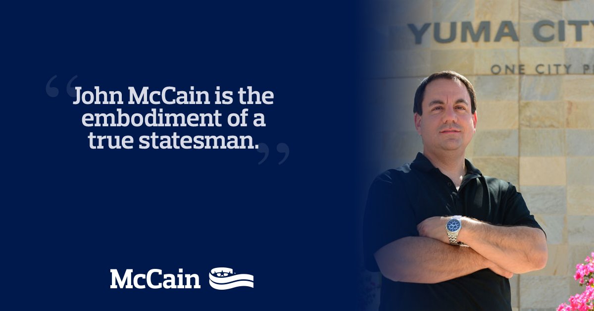 TeamMcCain's tweet photo. Yuma Mayor Douglas Nicholls joins 56 other mayors to endorse John McCain #AZSen #Yuma https://t.co/8KVd0goCz9 https://t.co/bfTCUBd6AM