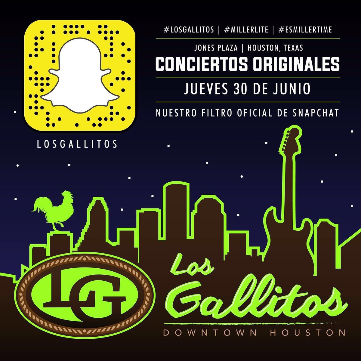LosGallitos14's tweet photo. Siguenos en Snap Chat utiliza nuestro filter el Jueves, 30 de Junio  #MillerLite #EsMillerTime @1029Houston https://t.co/eN7GuFZ1q1