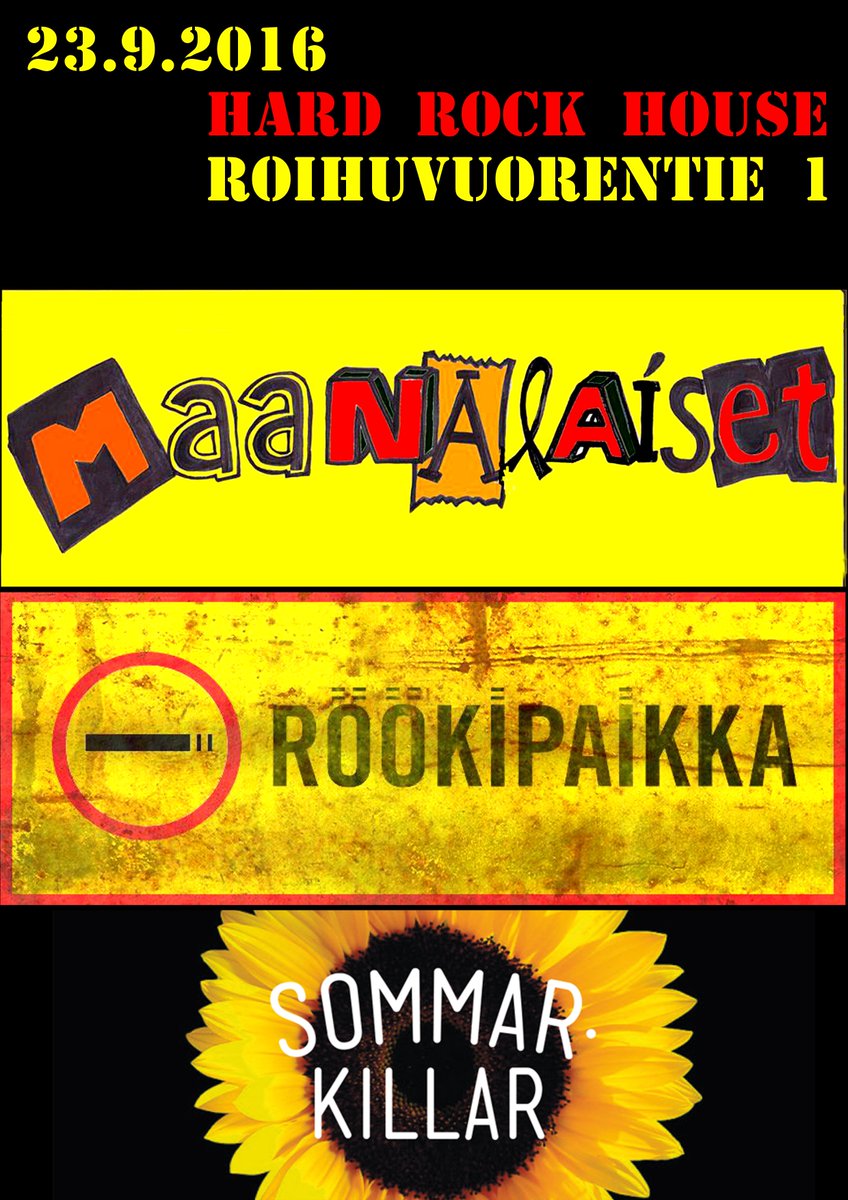 maanalaiset's tweet photo. Maanalaiset, Röökipaikka ja Sommarkillar keikalla Roihuvuoren HRH:ssa syyskuun 23.
@rookipaikkaband @maanalaiset https://t.co/FBu4l86FjL