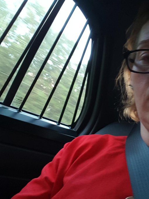 In the back of a cop car thanks John Barber https://t.co/y3cWaWuuYw