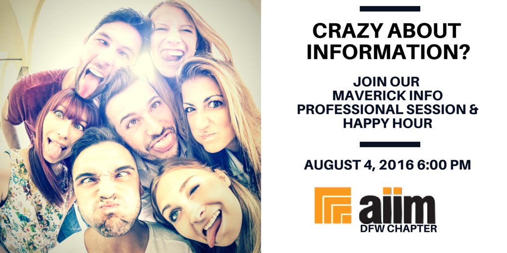 AIIM_DFW's tweet photo. Hi #DFW! Check out the new #AIIMDFW Chapter for a fun Maverick #Info Meetup and #HH RSVP at https://t.co/9KA9erY1p2 https://t.co/8ujDqLZlLE