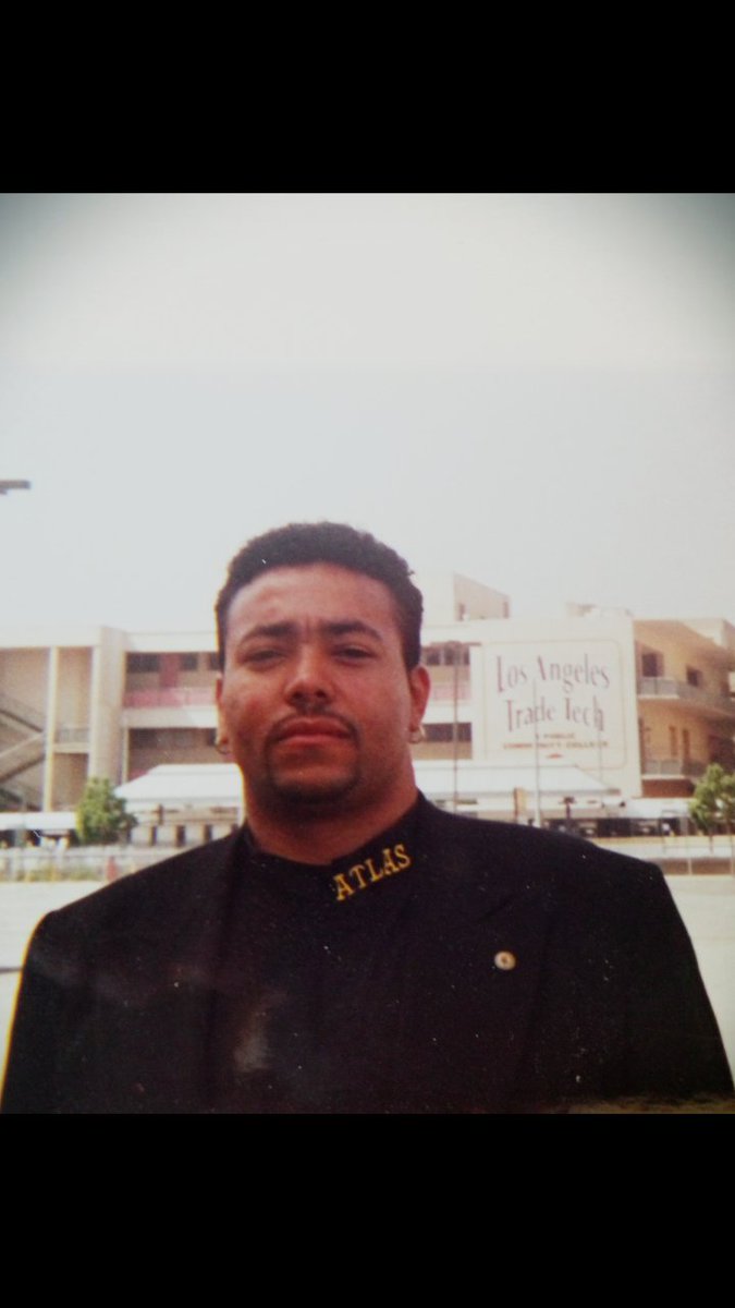 Security__Sam's tweet photo. Old school Atlas outside of Grand Olympic Auditorium in LA. #ECW #HeatWave2000 #Atlassecurity #meninblack #ChosenFew https://t.co/emOGDYZkTd