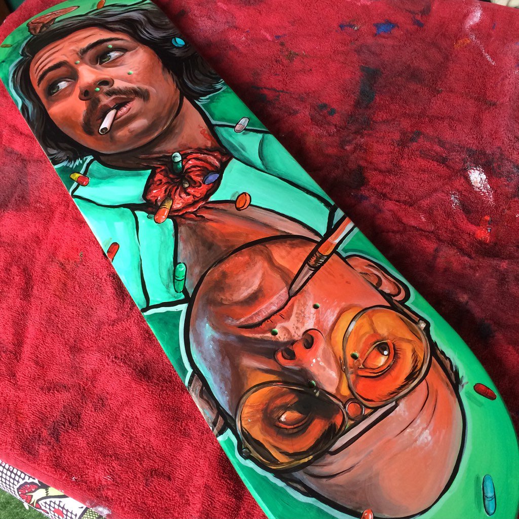 FieldeyArt's tweet photo. Too weird to live, too rare to die! #fearandloathinginlasvegas #skateboard #art with @HunterSThompo #huntersthompson https://t.co/5tSd2JqQ7q