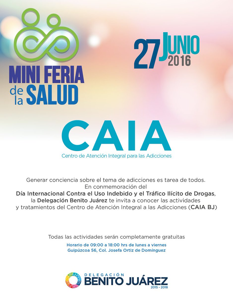 El 27 de junio los esperamos en la Mini feria de la salud en el C. de Atención Integral para las Adicciones (CAIA).