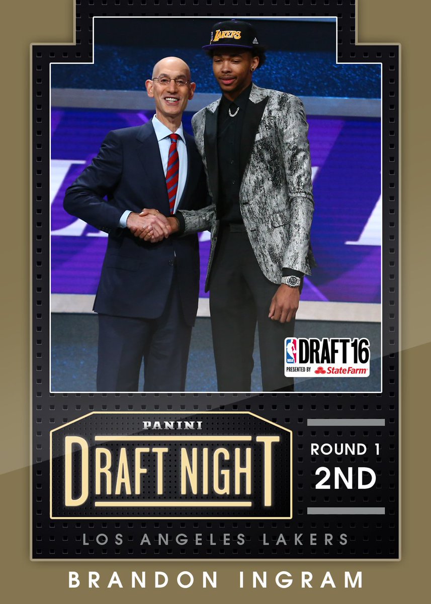 PaniniAmerica's tweet image. Peek the #PaniniDunk @NBA Draft Night card of @Lakers F @B_Ingram13. Get yours Saturday. paninidunk.com