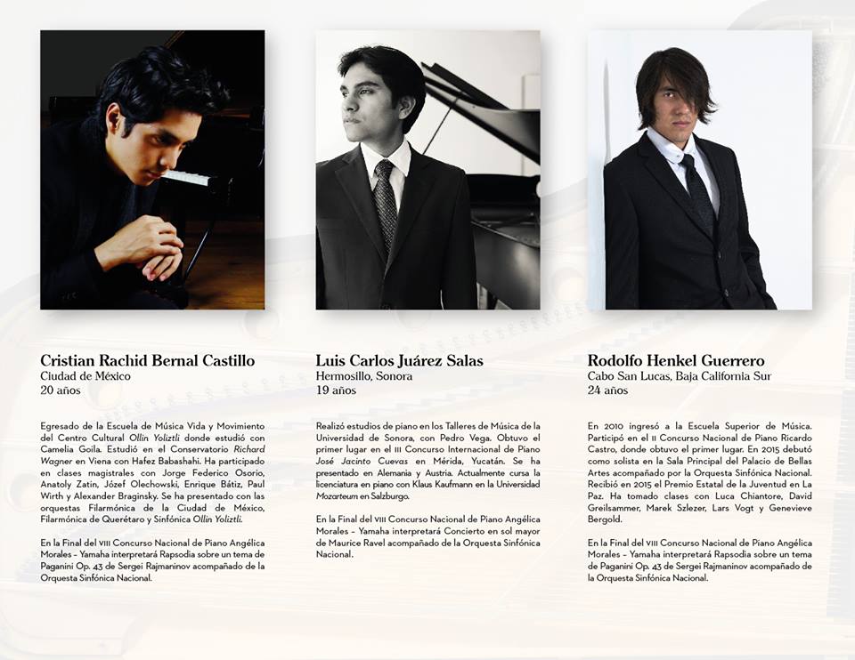 Finalistas!!!!!!
#VIIIConcursoNacionaldePianoAngélicaMorales