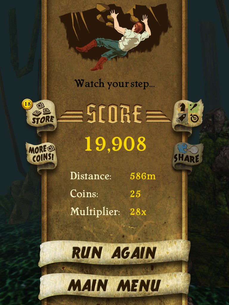 meandyou26's tweet photo. I got 19,908 points while escaping from demon monkeys. Beat that! https://t.co/P3DUPLcKmo #TempleRunp https://t.co/RpeGzzOspo