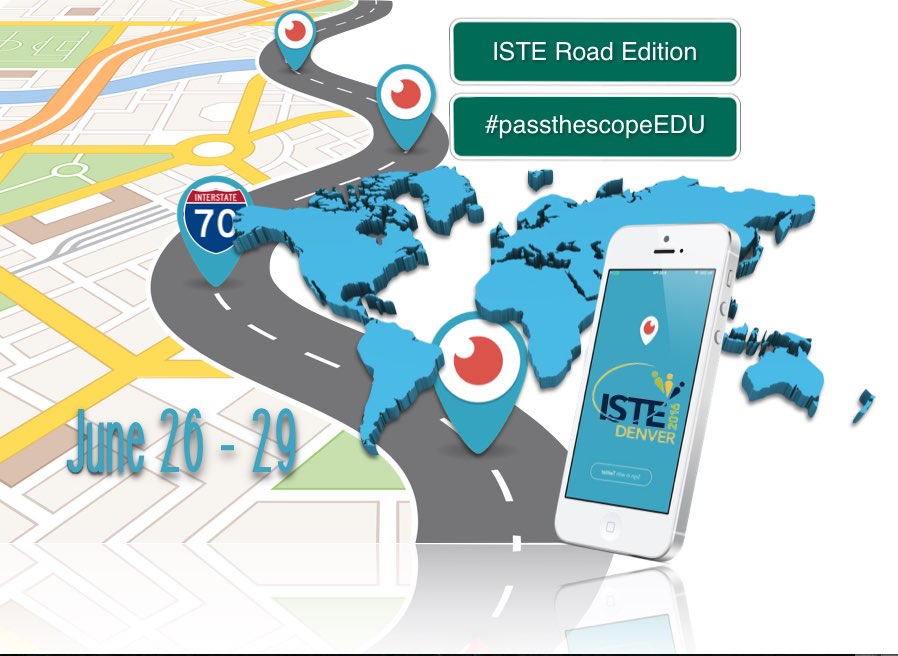 iamvlewis's tweet photo. While at #ISTE, use #passtheScopeEDU in your #Periscope broadcast title(s). We can #makelearningviral https://t.co/hawWmd18hT