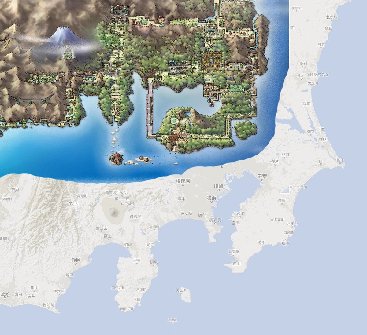 日本地図をポケモン地図に置き換えてたらこうなるらしい 本家版 Togetter
