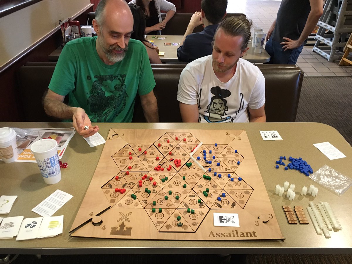 AssailantGame's tweet photo. Had an awesome time play testing with Paul and Jeremy at the @OKBoardGame meetup. Thanks guys! #boardgames https://t.co/Vofs58asz3