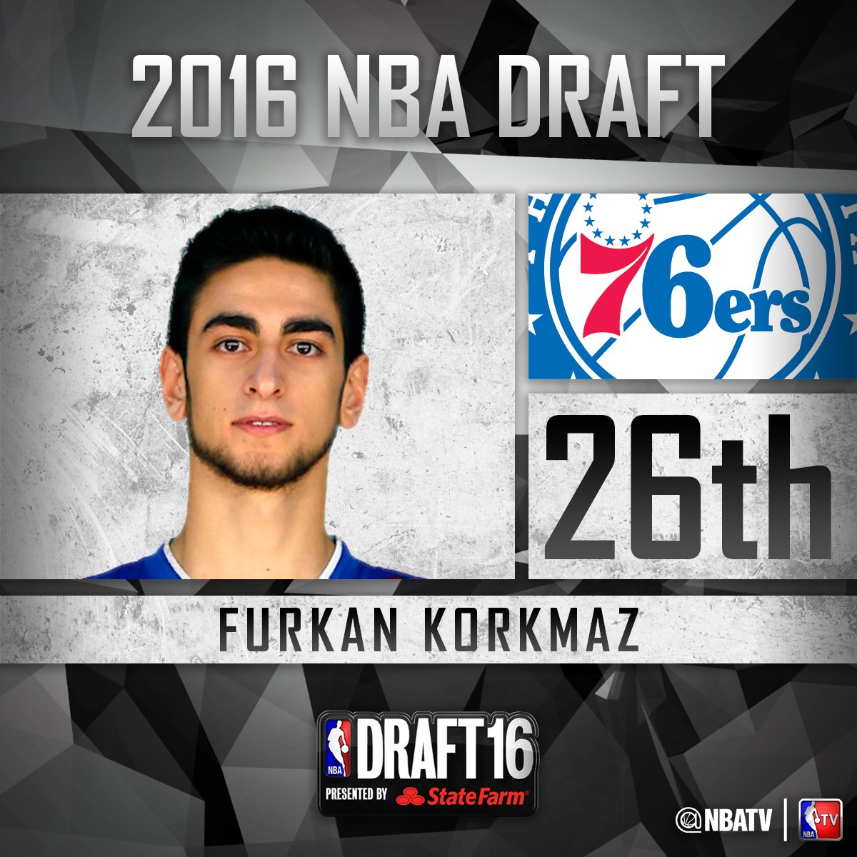 NBATV's tweet photo. At #26, @Sixers select @FurkanKorkmazFK! https://t.co/isCIxqdc98