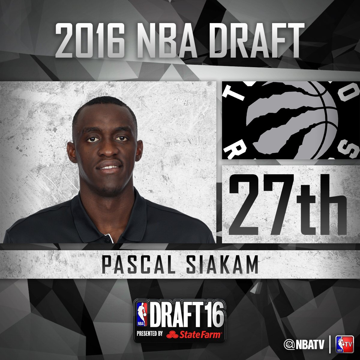 NBATV's tweet photo. The #27 pick in the 2016 #NBADraft is Pascal Siakam! https://t.co/V2gMMsfoJW