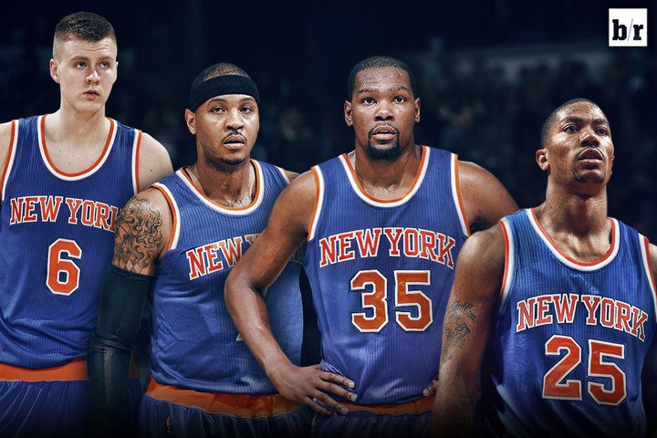 BleacherReport's tweet image. Phil Jackson reportedly told Derrick Rose they are going after KD next. Imagine...