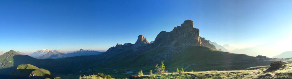 Cycle_The_Alps's tweet photo. Day 7 and downhill  from here @physiopam @CABnineRT. An amazing view this morning from the top of @HotelPassoGiau https://t.co/HhFi6Zr8LT