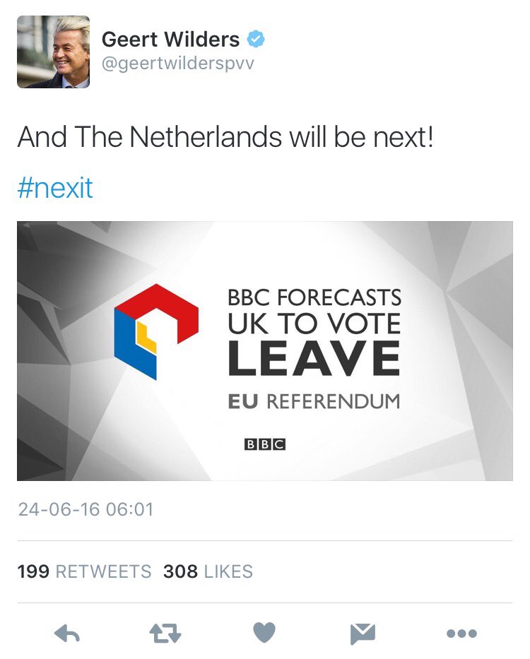annaholligan's tweet photo. Dutch populist leader congratulates UK... calls for Netherlands to follow https://t.co/DG9EhU8k1w #Brexit https://t.co/xWRxFw88aZ