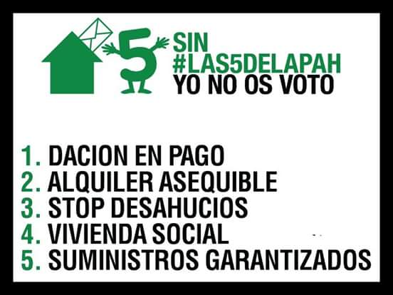 AlertaDesahucio's tweet photo. El PPSOE y Cs rechazan las 5 medidas de @La_PAH por el Derecho a vivienda digna

 ¡Sin #Las5deLaPAH 👋 NO os votamos! https://t.co/dxfswsbmNP