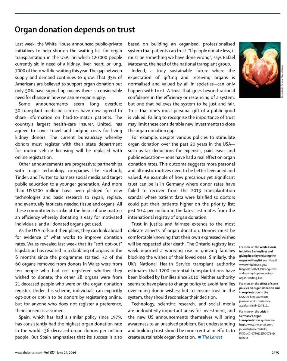 TheLancet's tweet photo. Editorial: organ donation &amp; trust - the growing gap between supply &amp; demand of organs https://t.co/bTz7AVspsV https://t.co/OhS4XwMVc3