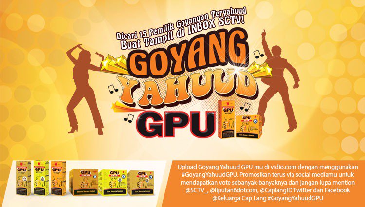 Tunjukin Goyang Yahuud kamu ke seluruh dunia dgn ikut #GoyangYahuudGPU di bit.ly/216Sh0C bareng <a href="/CaplangID/">Keluarga CapLang</a>